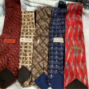 5 Men's Vintage Silk Dress Ties, Varied Colors, Style, Brands. Lot #2